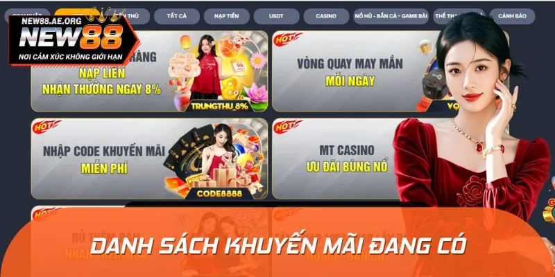 Danh sách thưởng khuyến mãi đang có hiệu lực