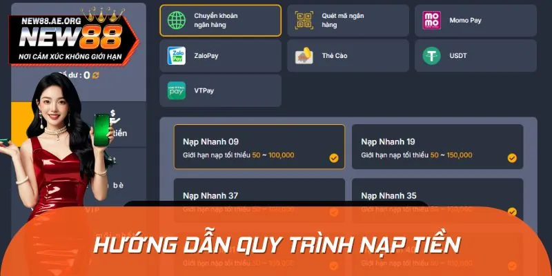 Hướng dẫn từng quy trình nạp tiền vào trang web